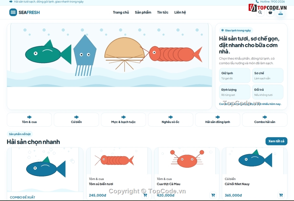 hải sản tươi sạch,hải sản sạch,bán website